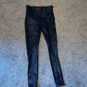 SPANX Black Faux Leather Leggings